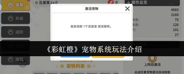 《彩虹橙》宠物系统玩法介绍