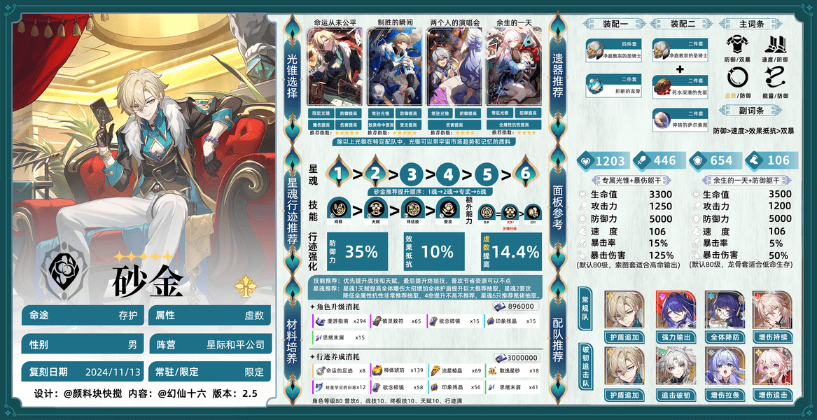 《崩坏星穹铁道》2.6砂金怎么配队砂金配队攻略2